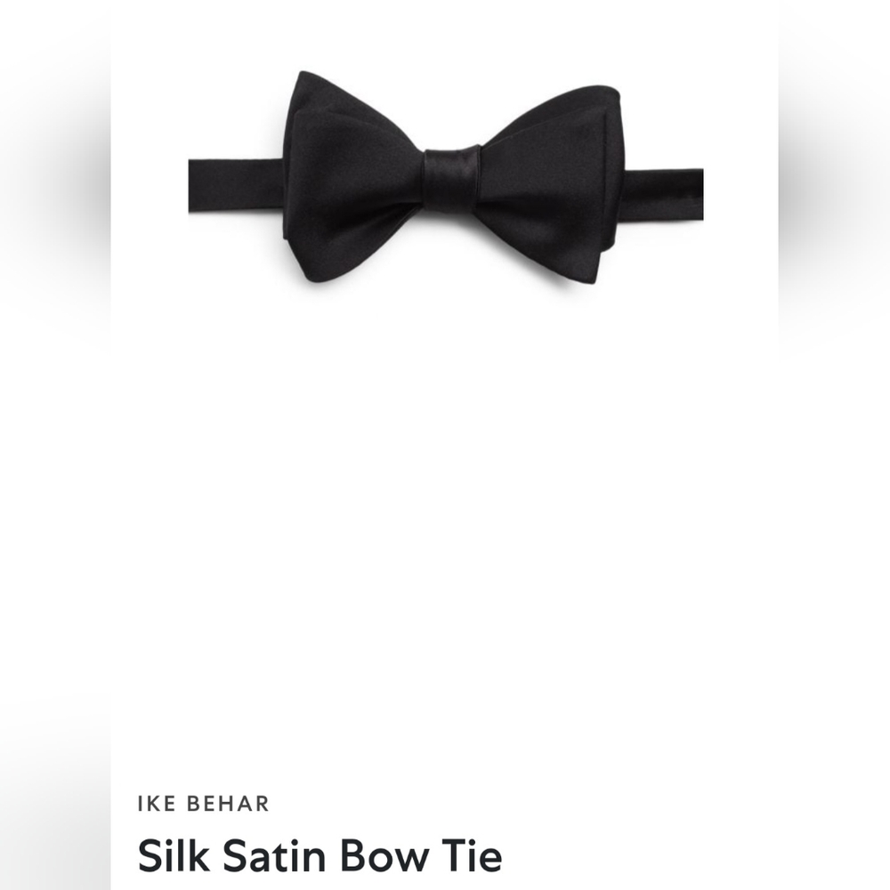Black silk satin bow tie, new Ike Behar brand